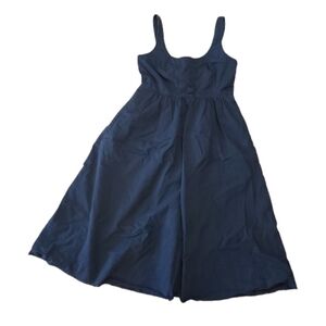 Theory Peony D Navy Embroidered Eyelet Raw Hem Empire Midi Dress Jumper Womens 6